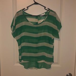 Sheer blouse buttons down the back